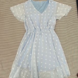 Light blue polka dot dress